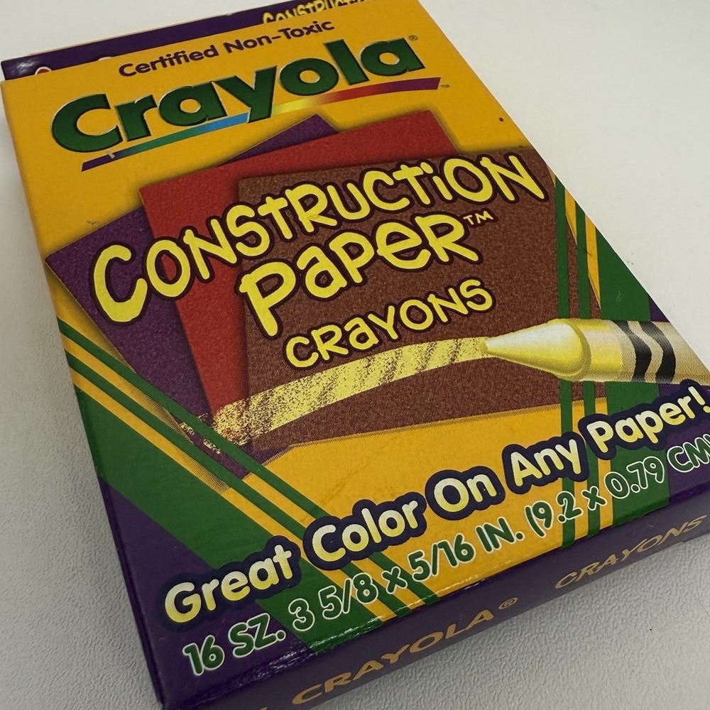 Vintage 1998 Crayola Crayons‎ Box #16 Construction Paper Crayons Colors